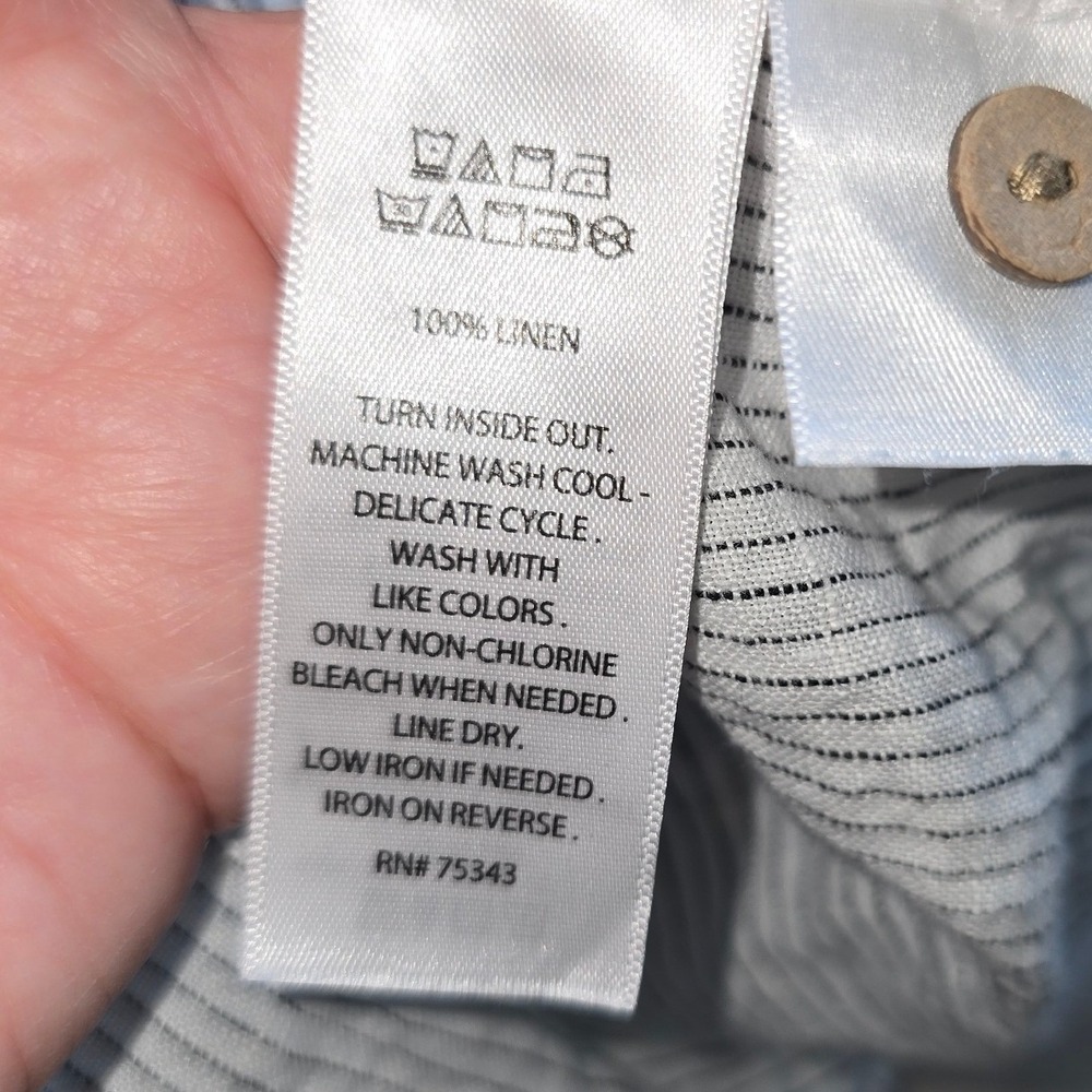 C&C California Women Blouse Size Small White Linen Striped Peplum Boho vacation - Picture 10 of 10